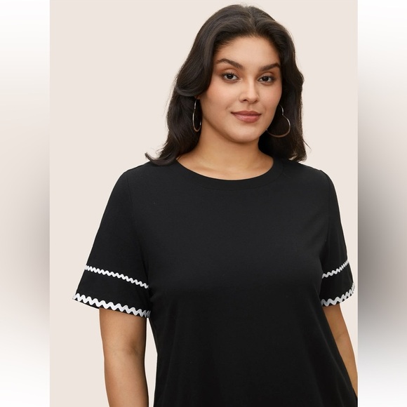 BloomChic Plus Size 2XL Cotton Contrast Trim Round Neck T-shirt us18-20 - Picture 3 of 7